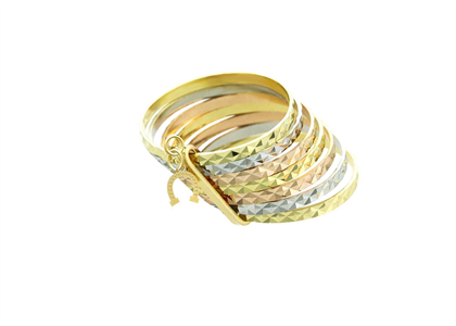 Horseshoe Charm Stack Ring with Three Tone Plated